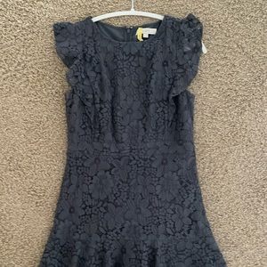 Blue Gray LOFT Lace Ruffle Dress (Size 6)